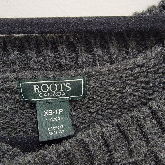 Roots Canada Melange Charcoal Gray Chunky Wool Blended Pullover Sweater XS Used - Picture 6 of 15